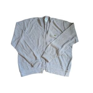 Vintage Izod Lacoste Cardigan - Grey Orlon Acrylic - Made in USA - Size L